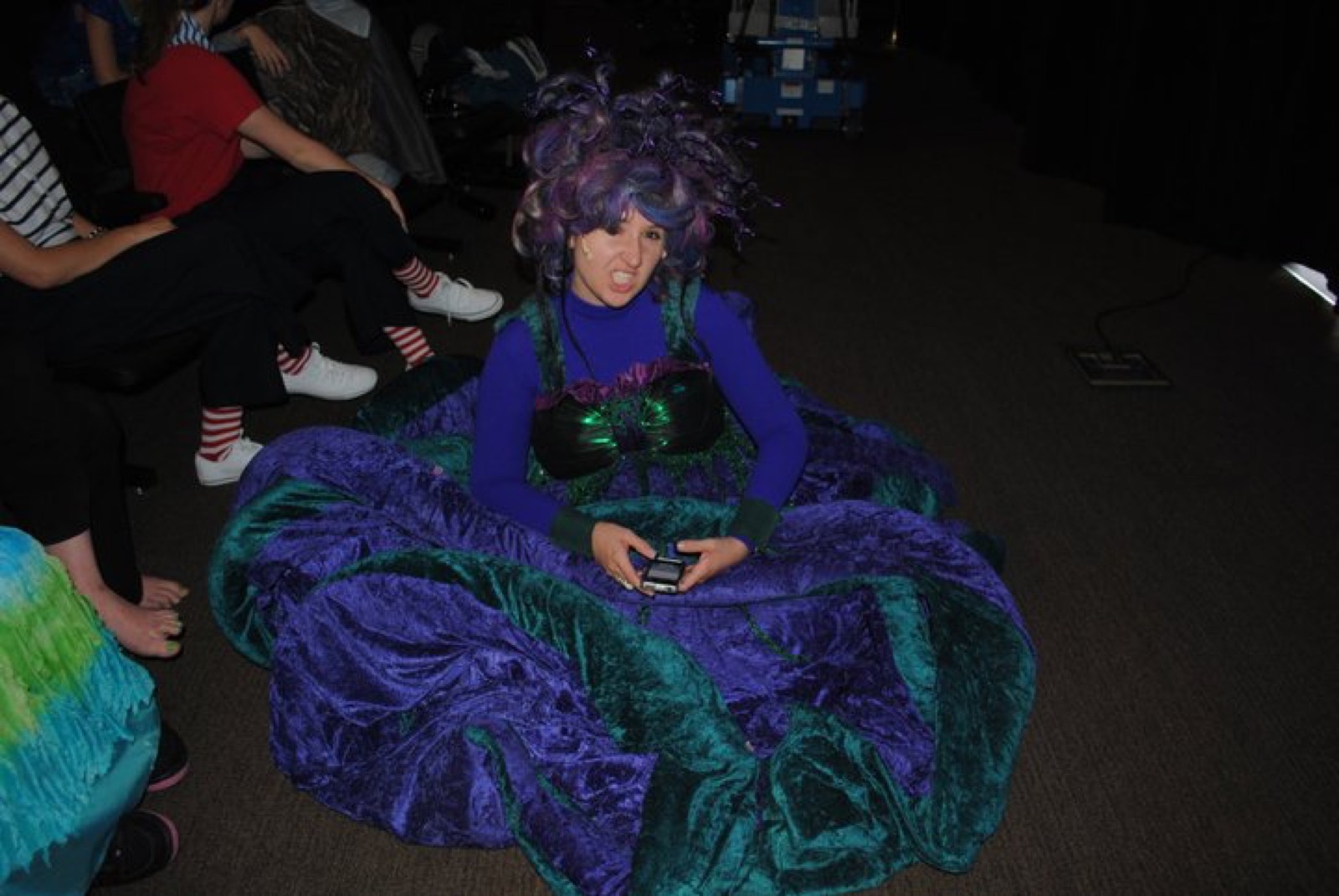 Taylor Fox backstage in an elaborate sea-witch costume